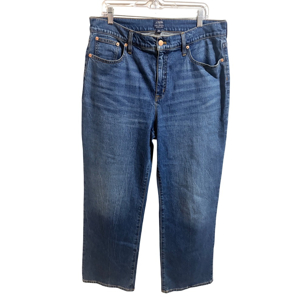 J.Crew Wide Leg Jeans Womens 32 Blue Excellent Full Length Re-Imagined High Rise